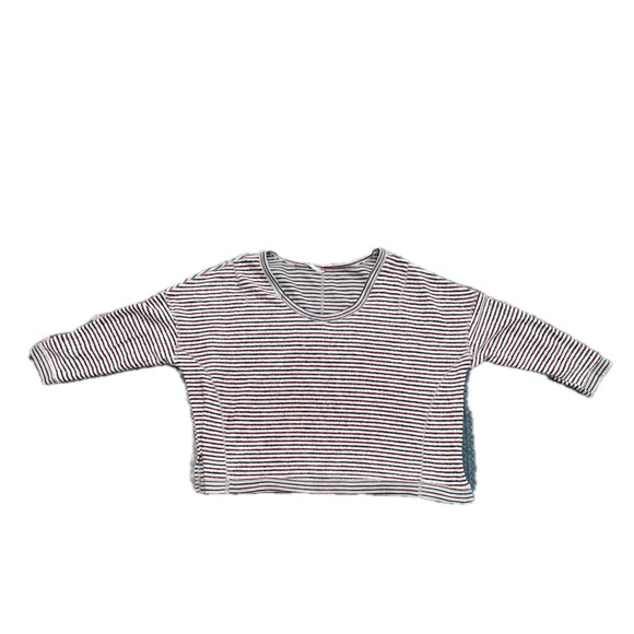 Free People Striped Long Sleeve Knit Top boxy Oversized size Medium - Picture 6 of 6